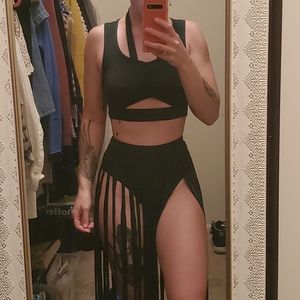 Green two piece festival outfit